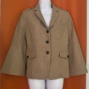 NWOT Banana Republic Lurex Tan & Gold Jacket with Flared Sleeves